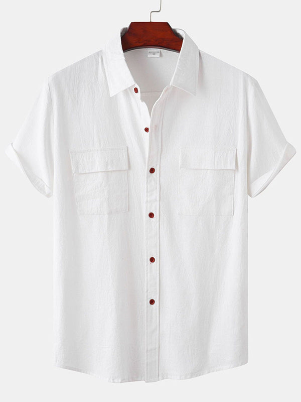 Chemise décontractée à manches courtes en coton pour hommes