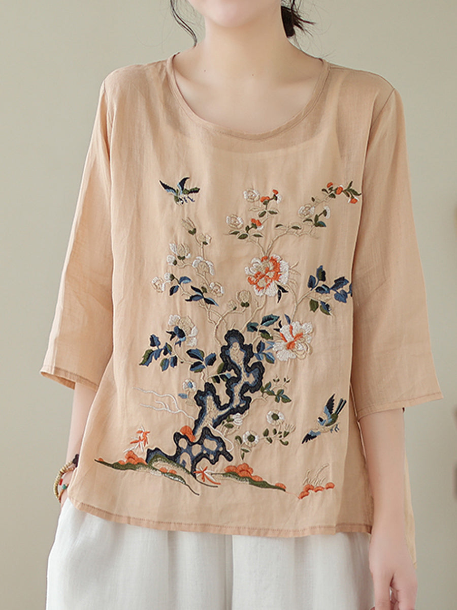 Flower printed round neck top