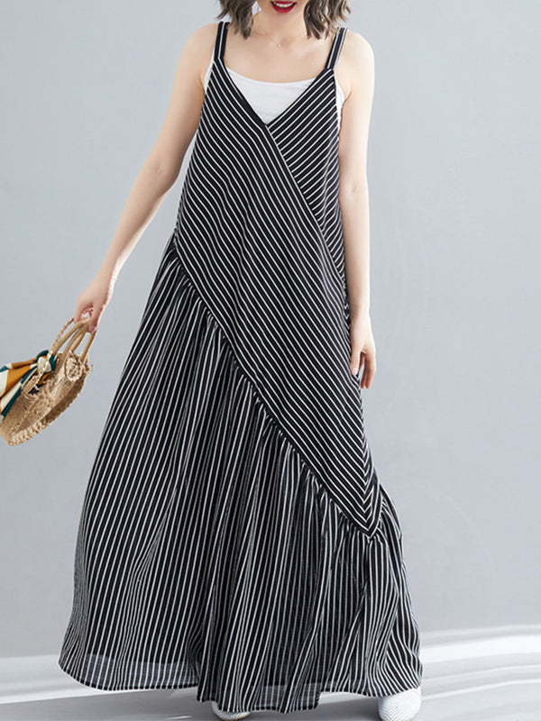 Asymmetric Stripe loose Jumpsuit