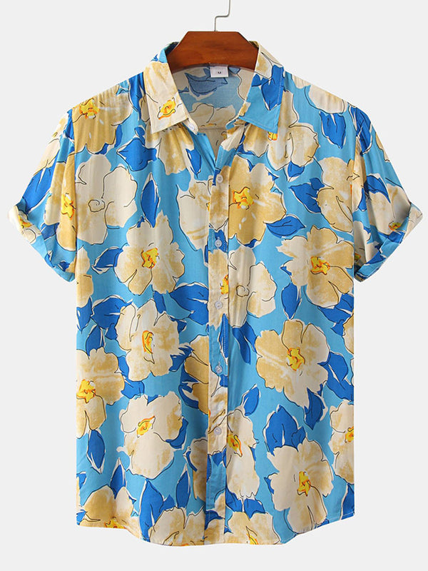 Chemise à manches courtes à imprimé floral pour hommes