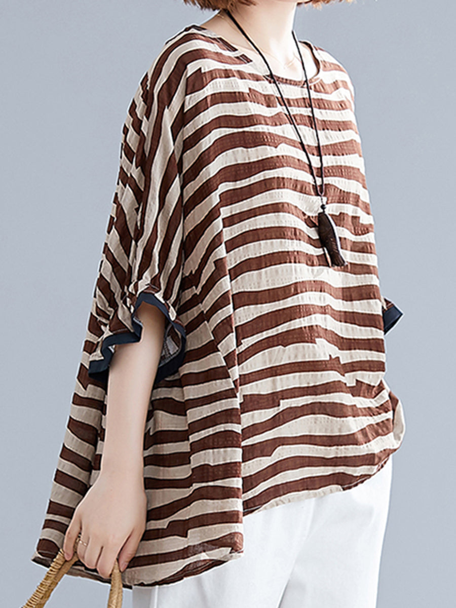 Horizontal striped oversized top