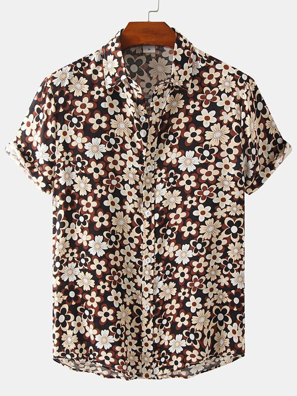 Chemise à manches courtes à imprimé floral pour hommes