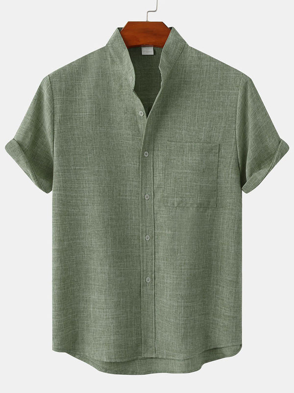 Chemise à manches courtes en coton uni pour hommes