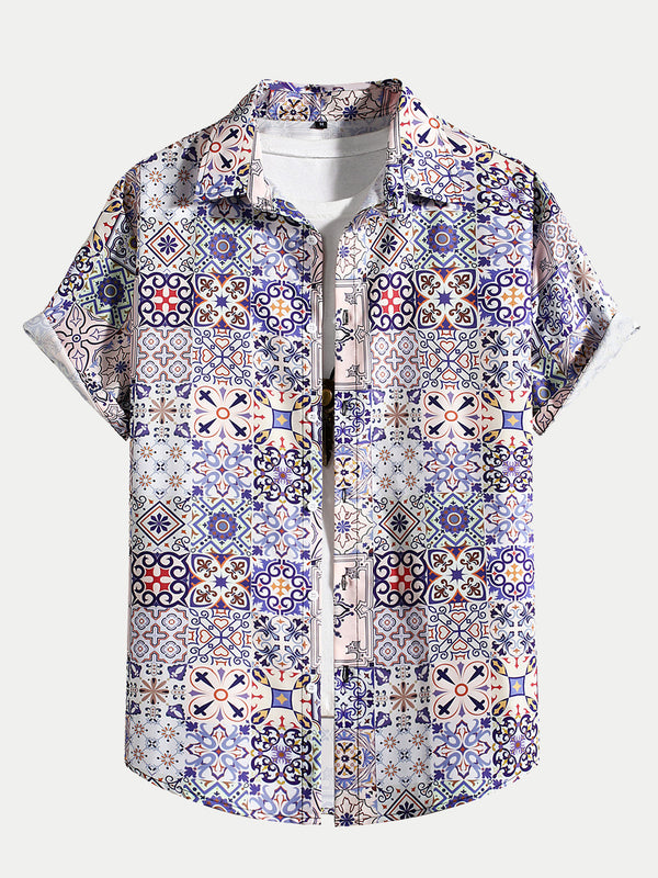 Men's Floral Print short sleeve shirt