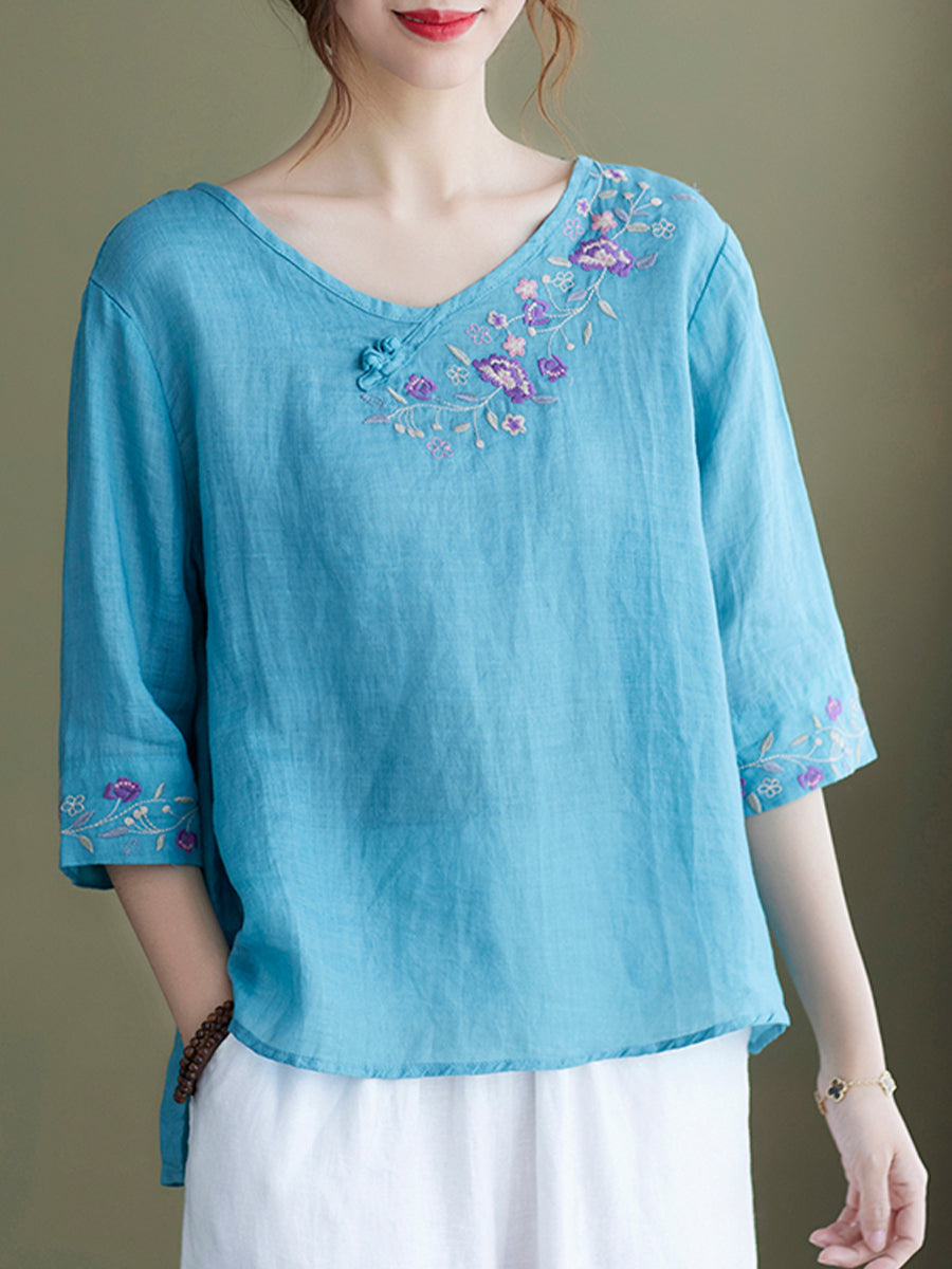 Button embroidered shirt