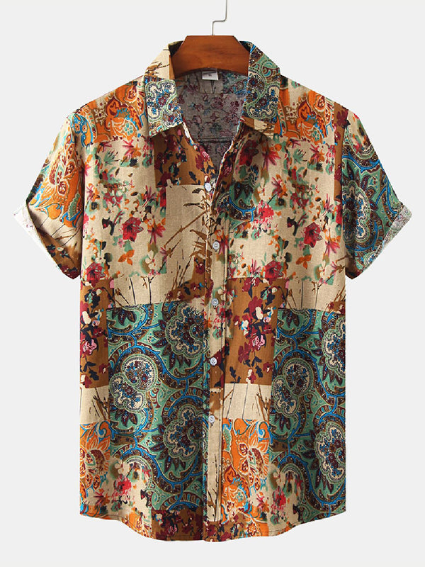 Men's Floral Print short sleeve shirt