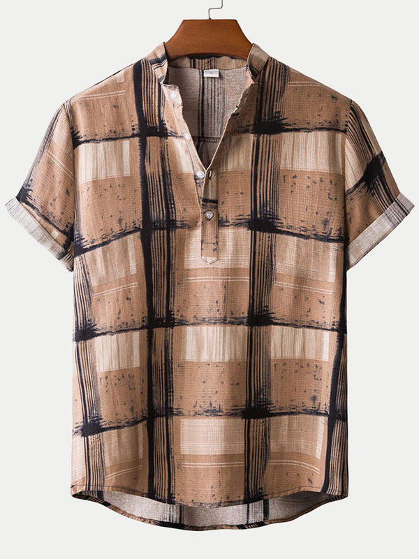 Men's Plaid print short sleeve shirt