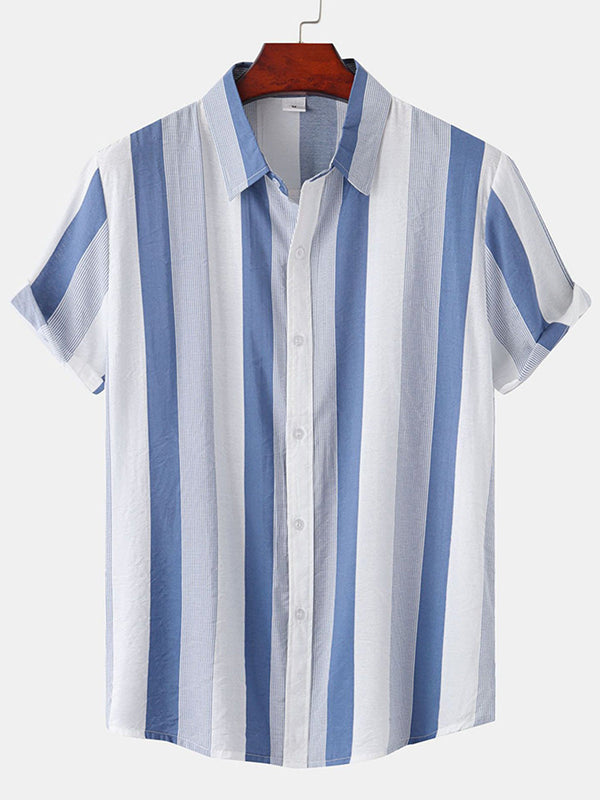 Chemise à manches courtes à imprimé vertical pour homme