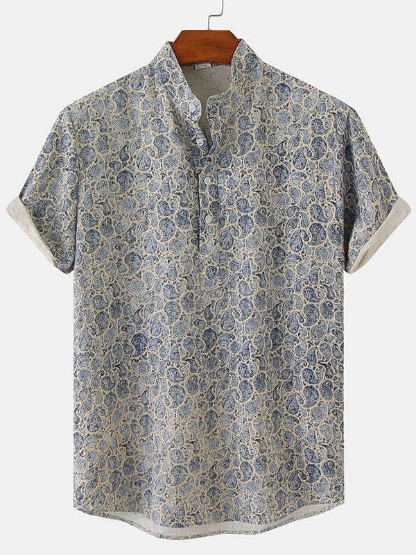 Camicia da uomo a maniche corte con stampa hawaiana