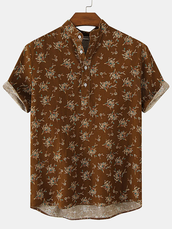 Chemise à manches courtes à imprimé floral pour hommes