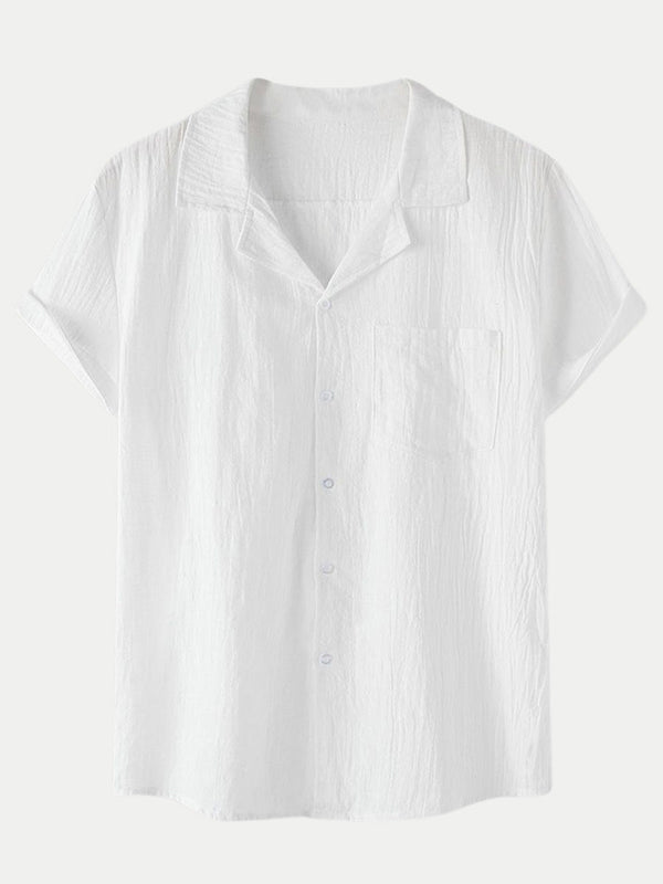 Chemise à manches courtes en coton uni pour homme