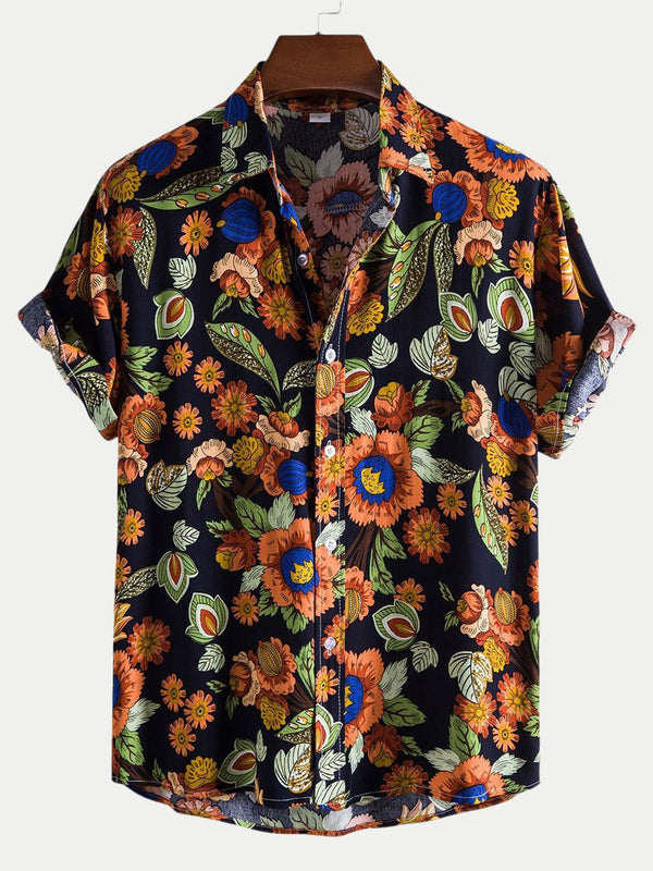 Chemise à manches courtes à imprimé floral pour hommes