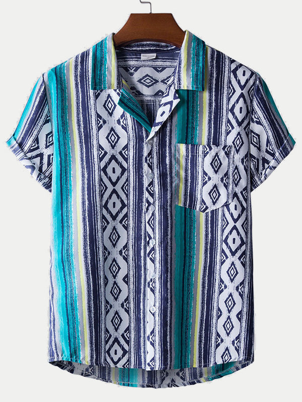 Camicia da uomo a maniche corte con stampa hawaiana