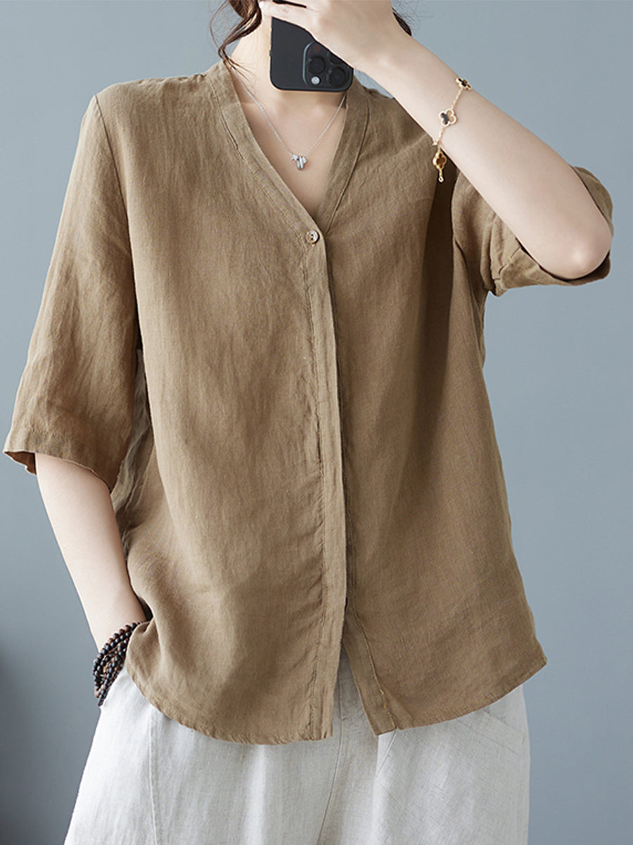 V-neck casual shirt