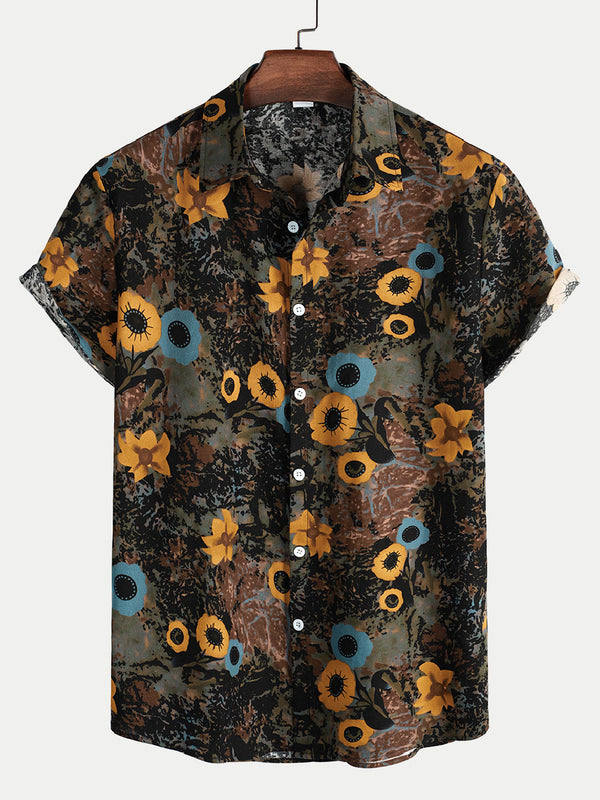 Men's Floral Casual short sleeve shirt