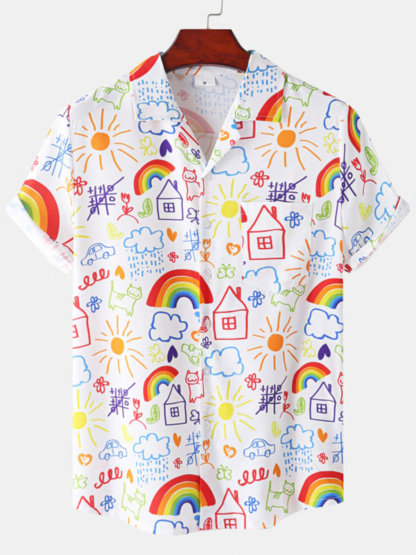 Men's Rainbow graffiti short sleeve shirt