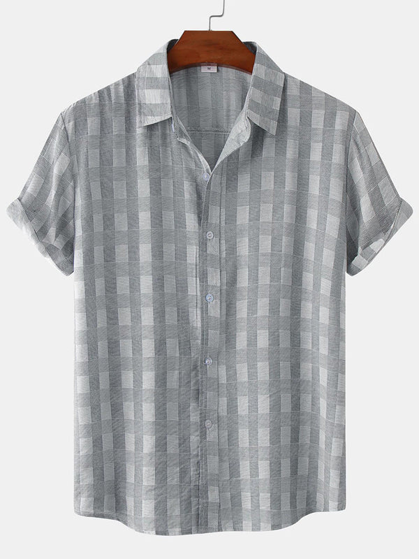 Camicia a maniche corte casual scozzese da uomo