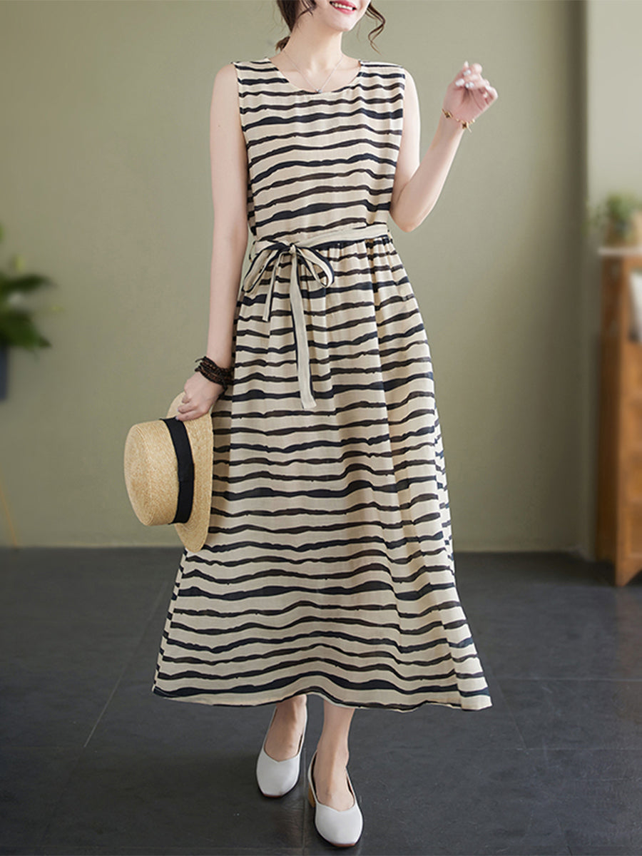 Horizontal striped waist up dress