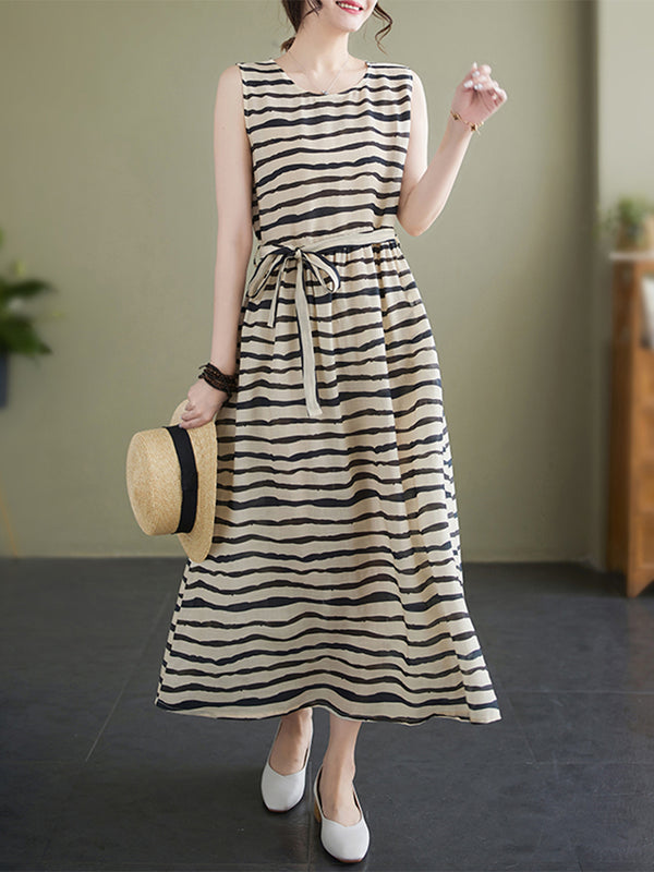 Horizontal striped waist up dress