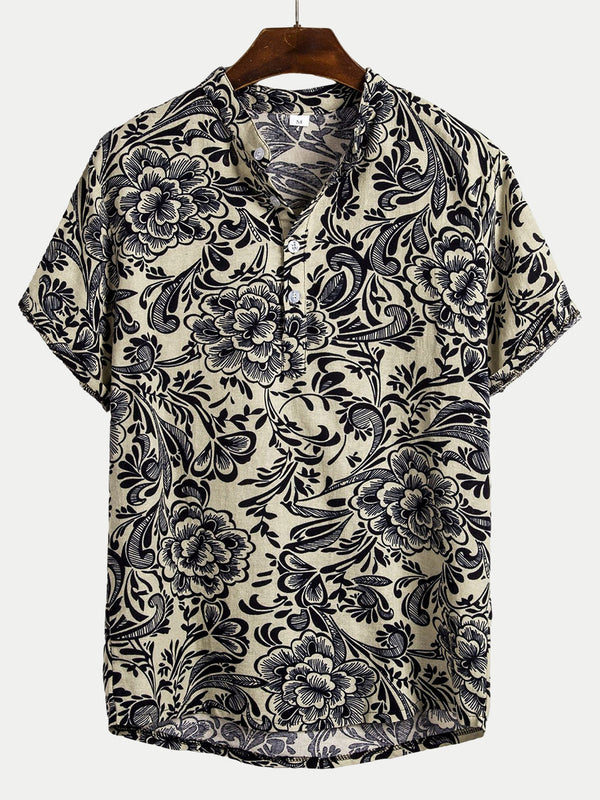 Men's Floral Print short sleeve shirt