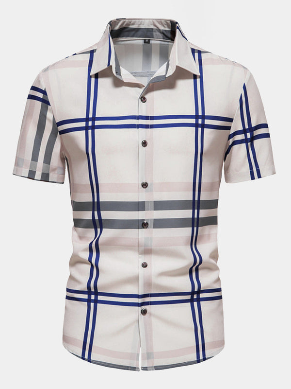 Men's checked print short sleeve shirt