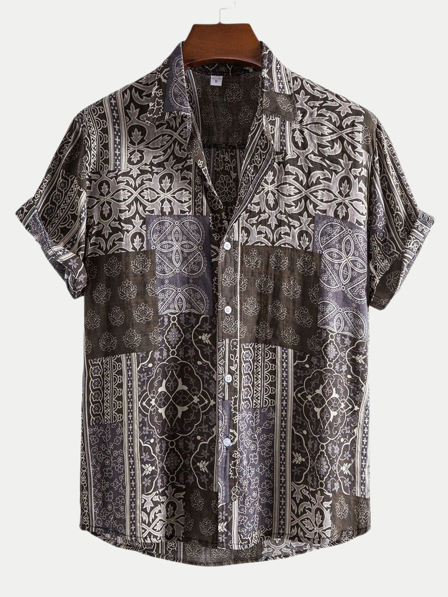 Chemise à manches courtes à imprimé floral pour hommes