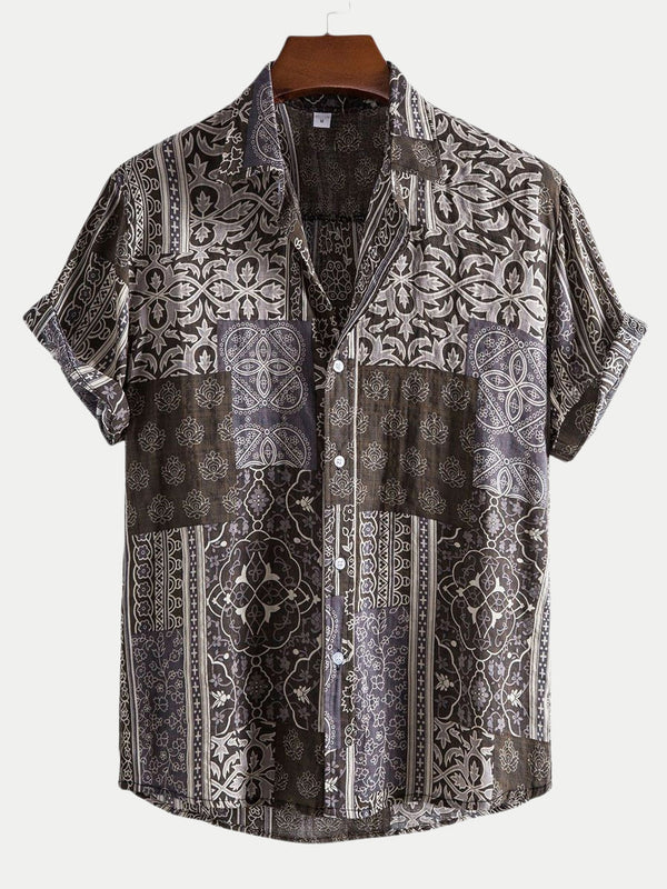 Chemise à manches courtes à imprimé floral pour hommes