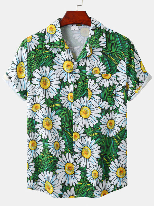 Chemise à manches courtes à fleurs pour hommes