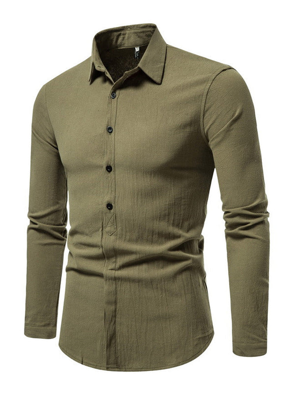 Men's solid casual Long Sleeve Shirt