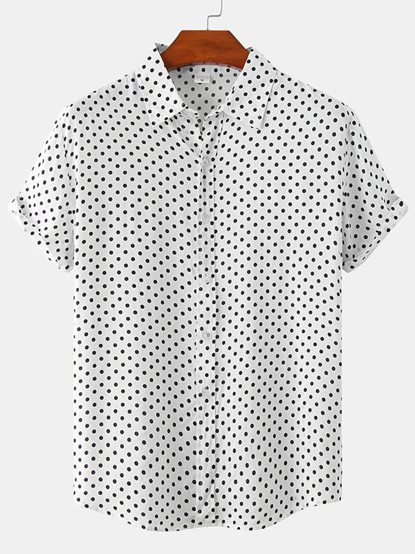 Chemise à pois à manches courtes pour homme