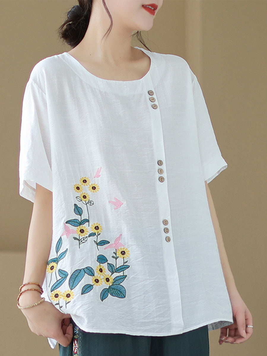 Embroidered Asymmetric Shirt