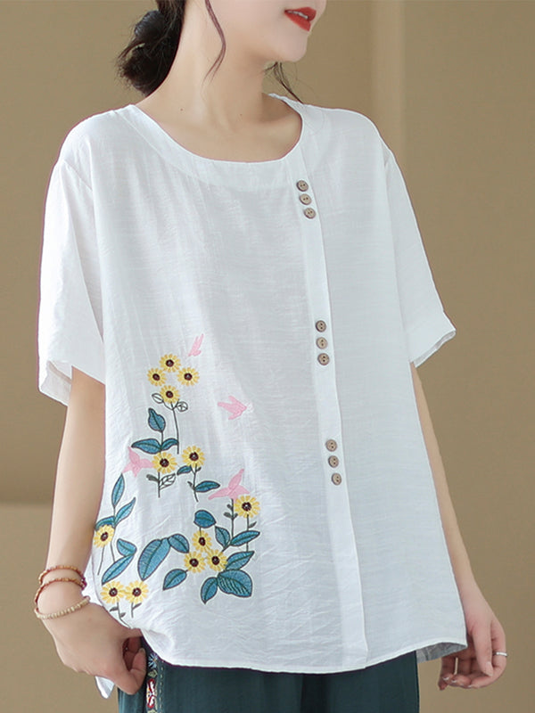 Embroidered Asymmetric Shirt