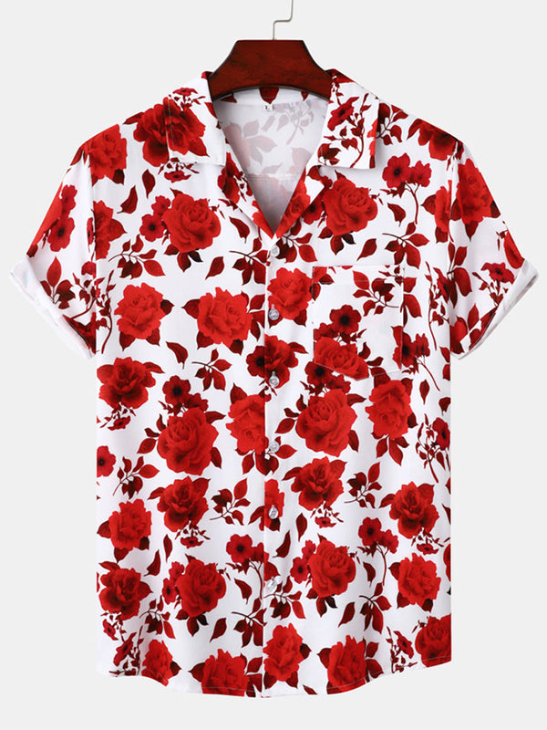 Chemise à manches courtes à imprimé floral pour hommes