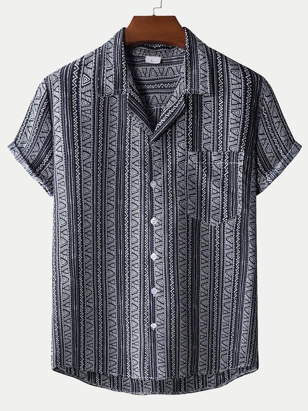 Chemise à manches courtes à imprimé vertical pour homme