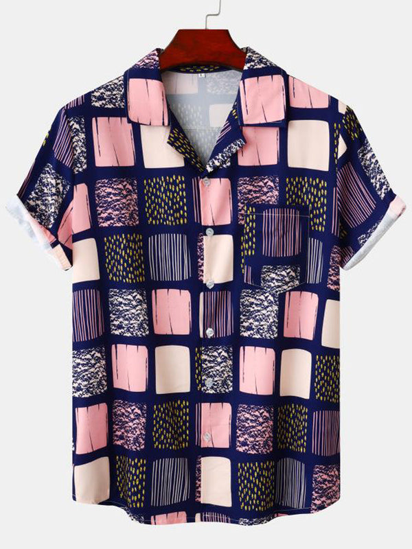 Men's  Square print short sleeve shirt