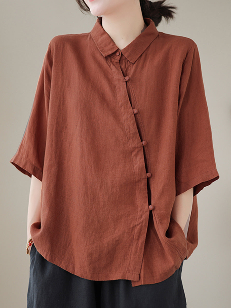 Diagonal button large shirt