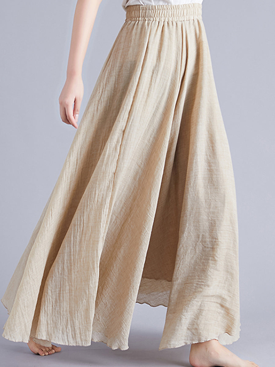 Solid irregular wide leg skirt pants