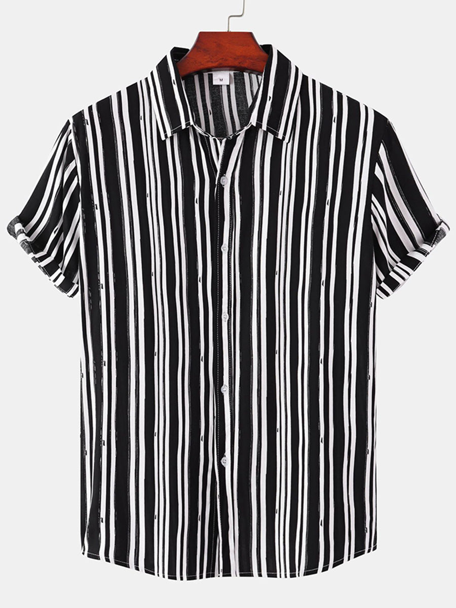 Chemise à manches courtes à imprimé vertical pour homme