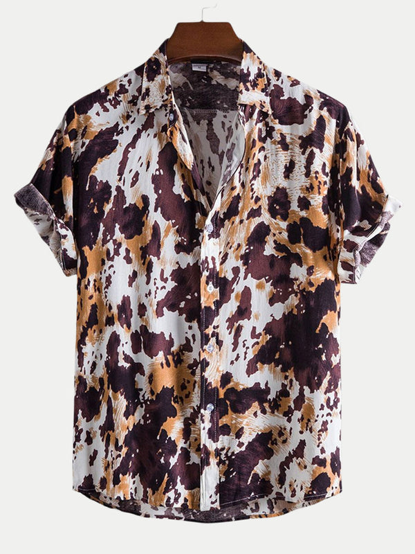 Chemise à manches courtes à imprimé floral pour hommes