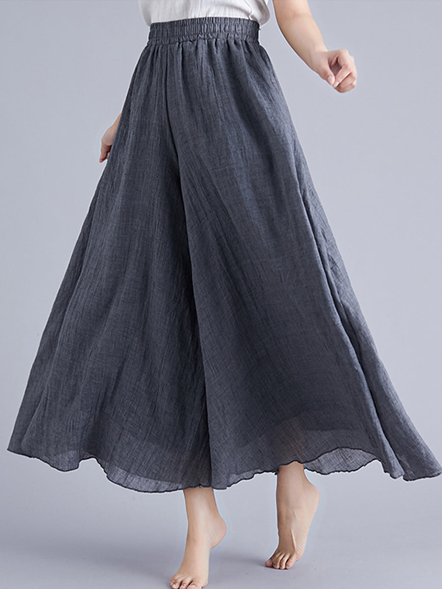 Solid irregular wide leg skirt pants