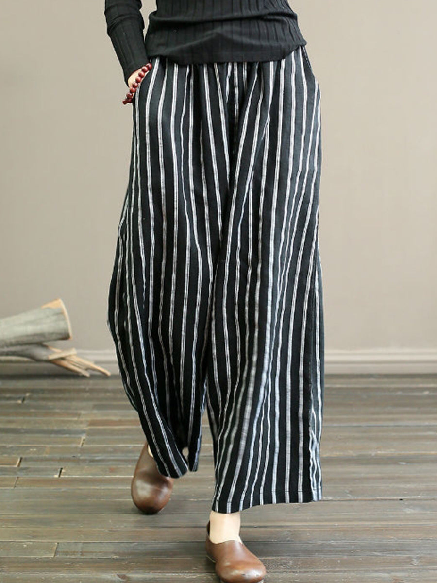 Striped wide leg pants