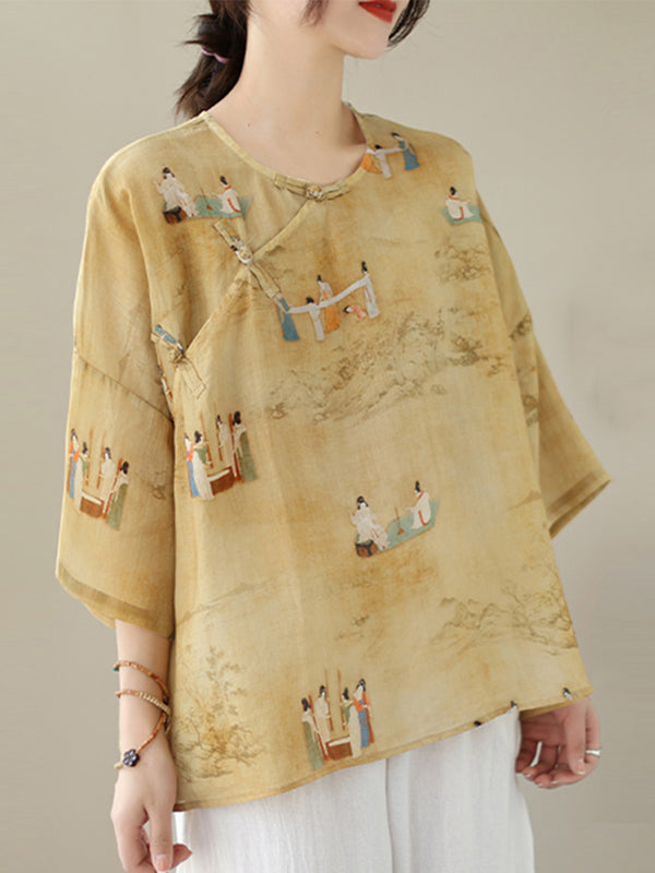 Chinoiserie casual printed shirt