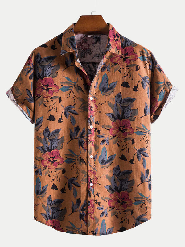 Men's Floral Print short sleeve shirt