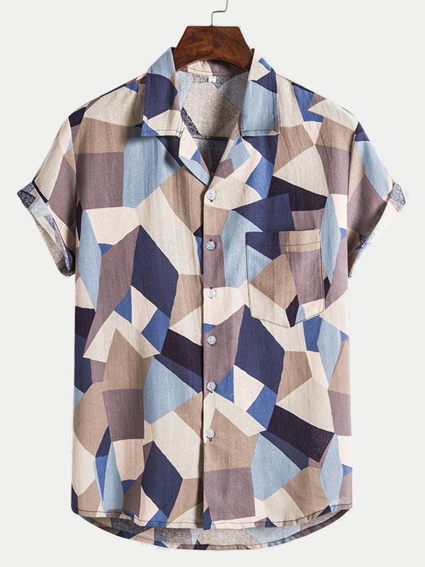 Men's casual print short sleeve shirt