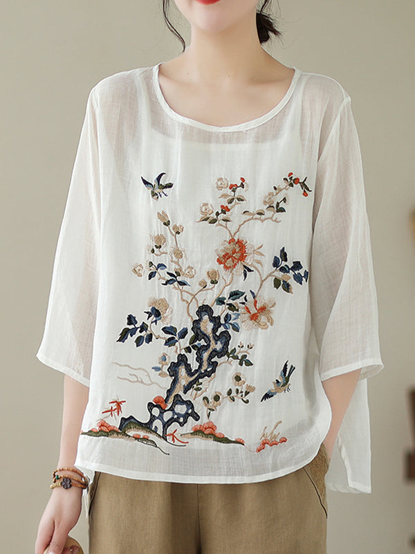 Flower printed round neck top