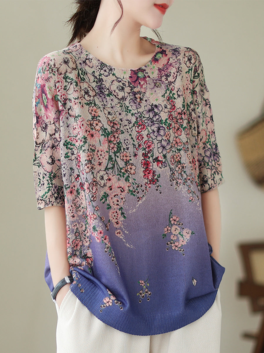 Purple floral print shirt