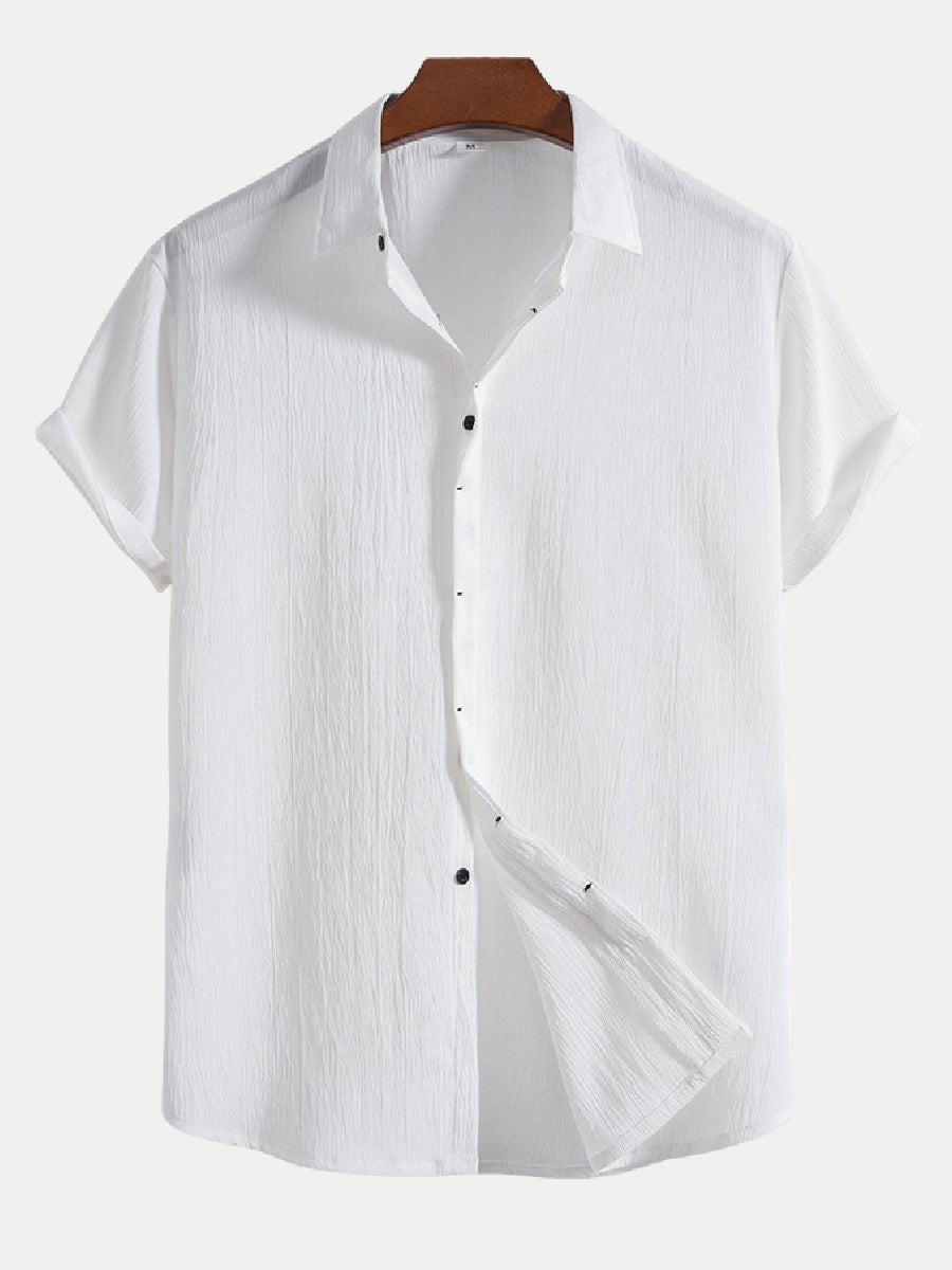 Men's  Solid casual short sleeve shirt