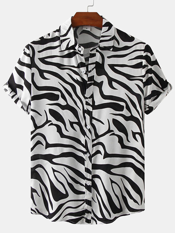 Men's  zebra stripe short sleeve shirt