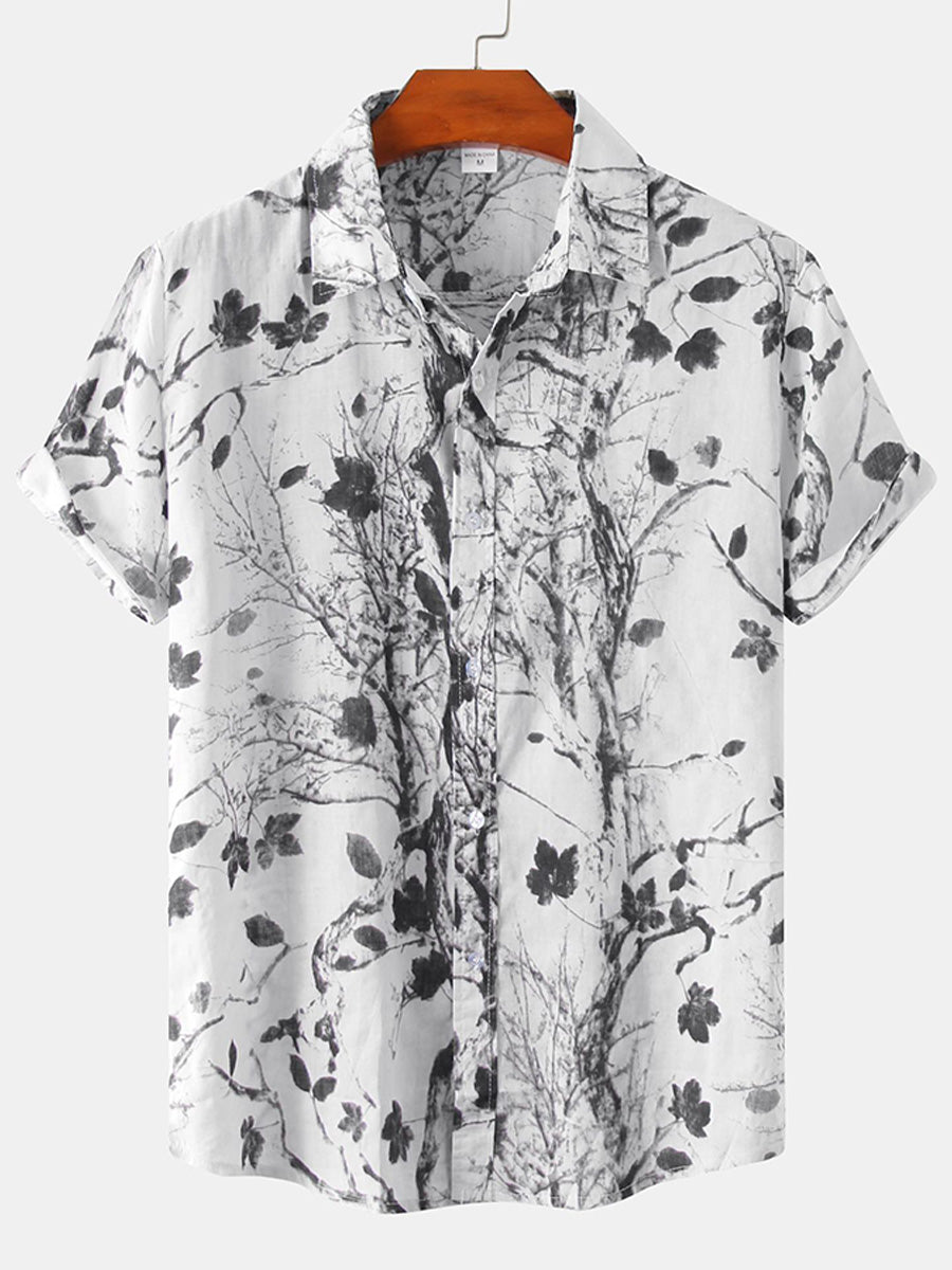 Chemise homme manches courtes imprimé branches