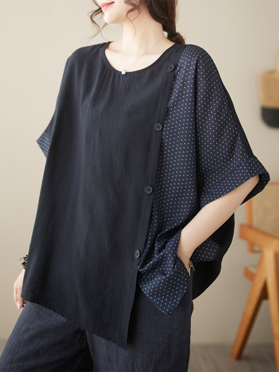 Asymmetric small dots shirt